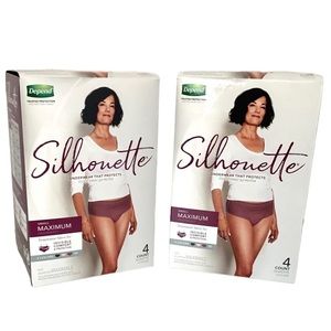 Small Depends (2 Boxes) Silhouette Incontinence Underwear Women Maximum 4 Colors